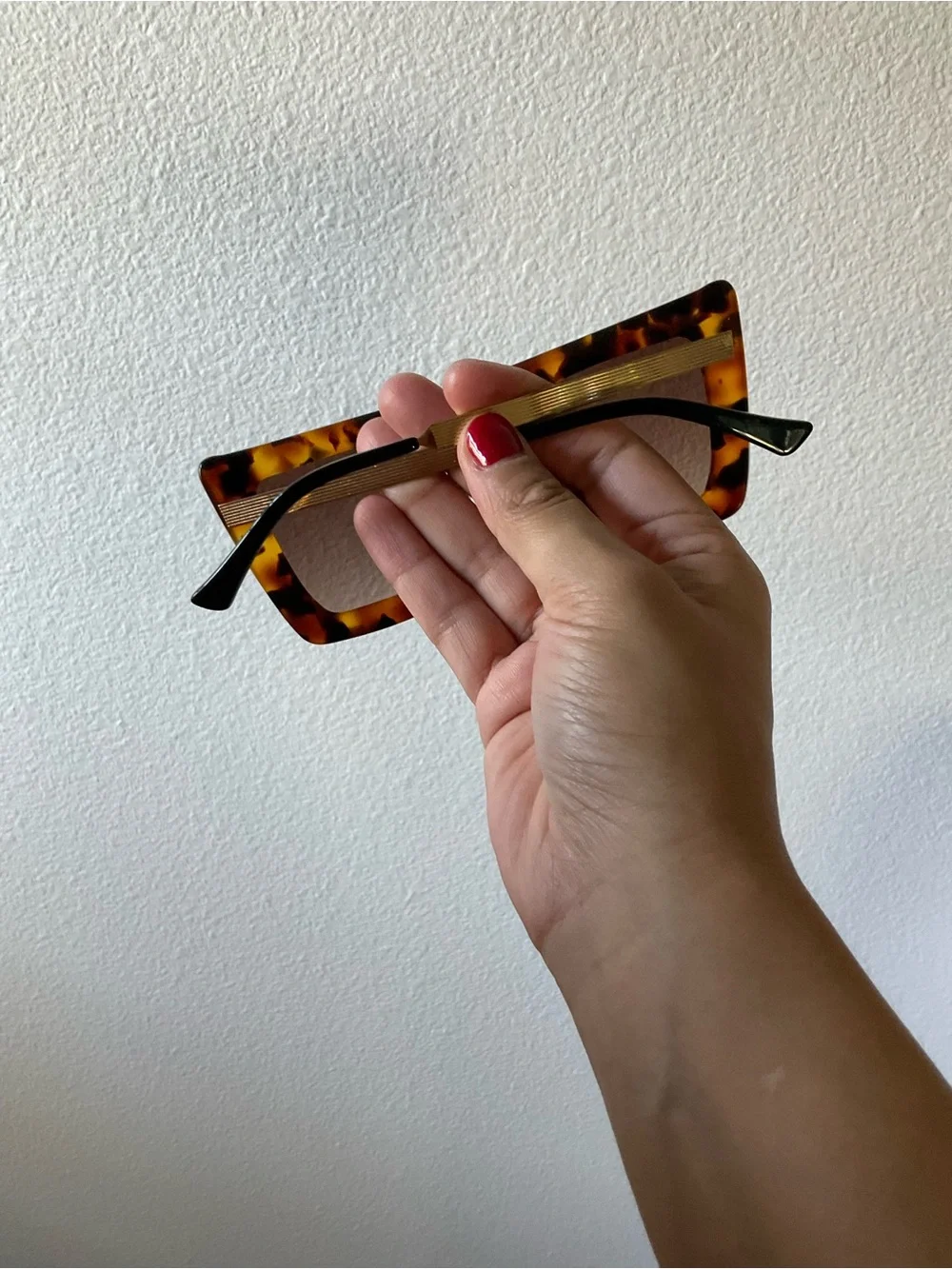 Tezza Patty Havana Tortoiseshell Square Oversized Sunglasses - Brown Lenses